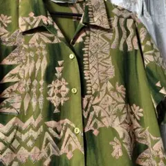 総柄　渋谷龍太　柄シャツ　シャツ　80s 90s 古着　アロハシャツ