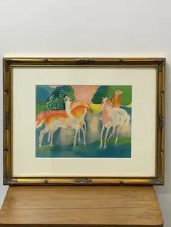 ポールギアマン「夕焼けの乗馬」リト197/200 額69×83 絵40×56cm ポール・ギヤマン（ポール・ギアマン） Paul GUIRAMOND 「朝焼け