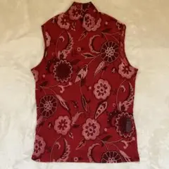 HIROKO BIS ヒロコビスノースリーブトップス　花柄シースル　レッド