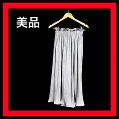 美品✨プリーツパンツ グレー系 Fサイズ ウエストゴム 春夏　旅行 おでかけ