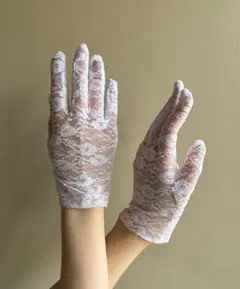 花柄レース手袋 ホワイト