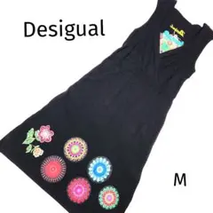 ◇美品◇Desigual ノースリーブ ブラックワンピース花柄M 花 花火 円