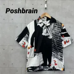 Poshbrain ポッシュブレイン オープンカラーシャツ メンズ M 白 黒