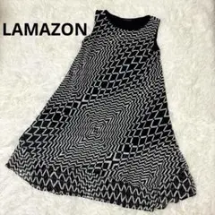 美品❤️LAMAZON幾何学模様シフォンノースリーブワンピース