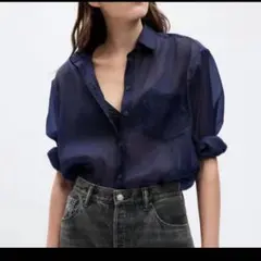 ネイビー シアー シャツ　シースルシャツ　GAP 美品