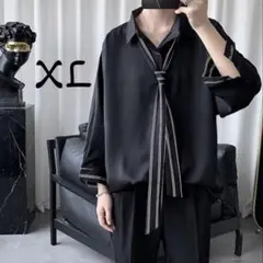 メンズ トップス ネクタイ付き シャツ ブラック モード 韓国 春服