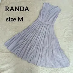 RANDA ランダ ティアード　ノースリーブ　ロングワンピース　ラベンダー　M