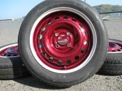 155/65R14 BS NEXTRY 鉄チン クリアレッドXホワイトライン☆