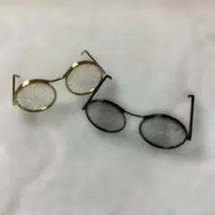 ゴールド・ブラック ラウンドメガネ