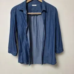 即完売品GU ジーユー　七分袖デニムブルー シャツ　メンズMサイズ