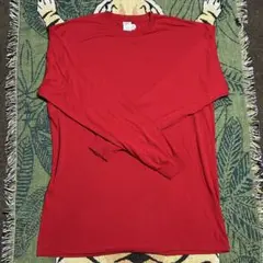 古着アメカジ海外輸入PORT & COMPANY レッド 長袖 Tシャツ 2XL
