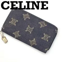 【希少】CELINE セリーヌ 長財布 パリマカダム ラウンドファスナー デニム