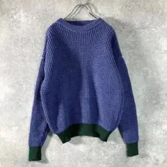 Guernsey Woollens　ニット　パープル　クルーネック　肩落ち