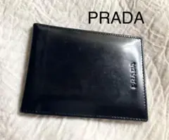 【PRADA⭐︎本革】プラダ、黒ガラス加工 パスケース