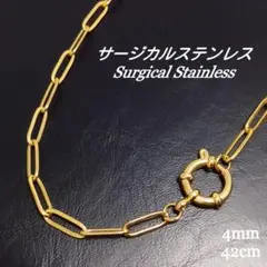 《サージカルステンレス》 オーバル チェーンネックレス ゴールド ktr061