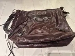 BESSO ダークブラウン レザーショルダーバッグ
