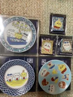 ⭐︎大幅値下げ即発送⭐︎ 豆皿&amp;箸置き6点セット　ちいかわ縁日 ちいかわ ちいかわお台場商店 ちいかわ縁日 九谷焼 豆皿3種