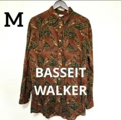 レトロ 柄シャツ BASSEIT WALKER M 個性的 総柄 長袖