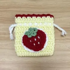 いちご 巾着 編み物