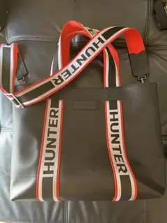 HUNTERトートバッグ ラバライスドレザー ブラック