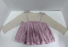 ピンクチュニック風上着110cm 長袖 リボン付き 中古品です。