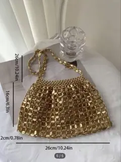 ゴールド スパンコール パーティーバッグ 26cm