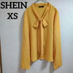 SHEIN【XS】イエローリボン付き 長袖 ブラウス 黄 明るい 鮮やか 派手
