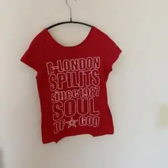 R-LONDON 赤 Tシャツ ストーン装飾