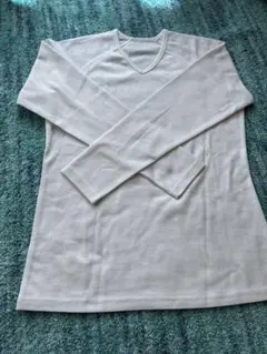 ホワイト Vネック 長袖 Tシャツ L