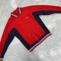 FILA SPORT ジップアップジャケット レッド ネイビー バイカラー 長袖