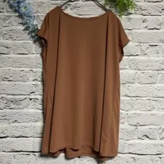 【超美品】ドゥクラッセ チュニック テラコッタ 無地 ラウンドネック ブラウス