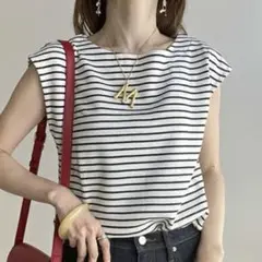 ◼︎フレンチスリーブカットソー◼︎爽やかボーダー