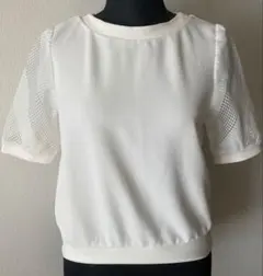 美品☆ メッシュスリーブ 半袖　ホワイト