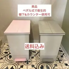 【2つセット】棚下で使えるペダルダストボックス 45L ピンク・グレー