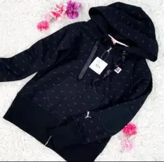 新品✨ PUMA 総柄 フルジップ パーカー プーマ L ブラック