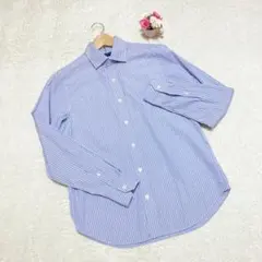 【超美品】TOMORROWLAND ホリゾンタルカラー ブルーストライプシャツ