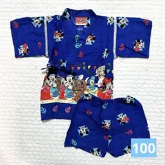 ミッキーマウス 甚平 100cm 青　ミッキー　ディズニー　夏祭り　男の子　夏