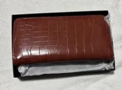 cononaca 長財布 クロコダイル フェイクレザー ブラウン
