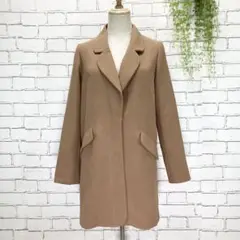 B430【ロングコート】S(レディアゼル)比翼ボタン 茶色 シンプル 秋冬 上品