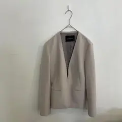 F0380　UNITED ARROWS　ノーカラージャケット　３６　グレー