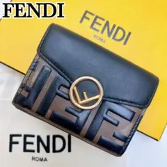 人気デザイン✨ FENDI コンパクトウォレット 三つ折り エフイズ FF 黒