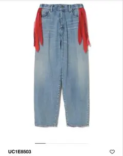 レッドリボン付きストレートデニムパンツ　アンダーカバー