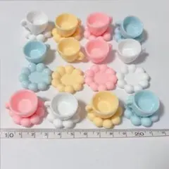 4色12個セット くもソーサー＆ティーカップ ミニチュア ドールハウス