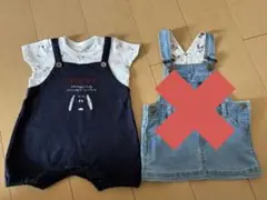 スヌーピー デニム　サロペット&オーバーオール風 ロンパース　セット売り
