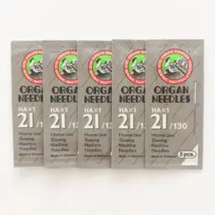 【HA×1】21番 5パック 25本 オルガン ミシン針 家庭用 職業用 厚手
