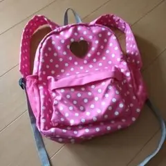 キッズ　ピンクの水玉模様　リュック