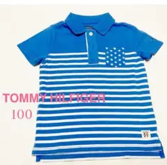 TOMMY HILFIGER キッズ　ポロシャツ 100 青ストライプ