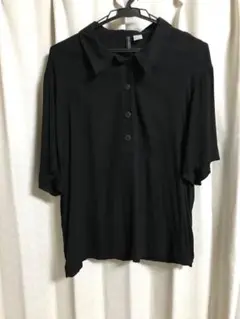 H&M シアーポロシャツ　ブラック　ゆったり
