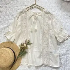 新品★ehkasopo by サマンサモスモス★結びリボンレース切り替えブラウス