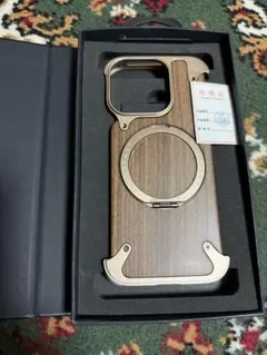 iPhone16pro用木目ケースフレームレス アルミニウム　デザートチタニウム